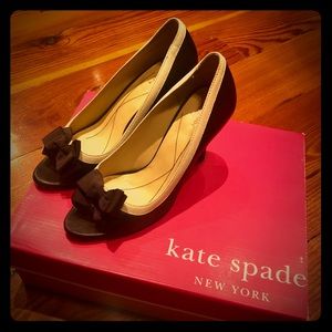 Kate Spade Brown and Cream Heels with Cute Bows